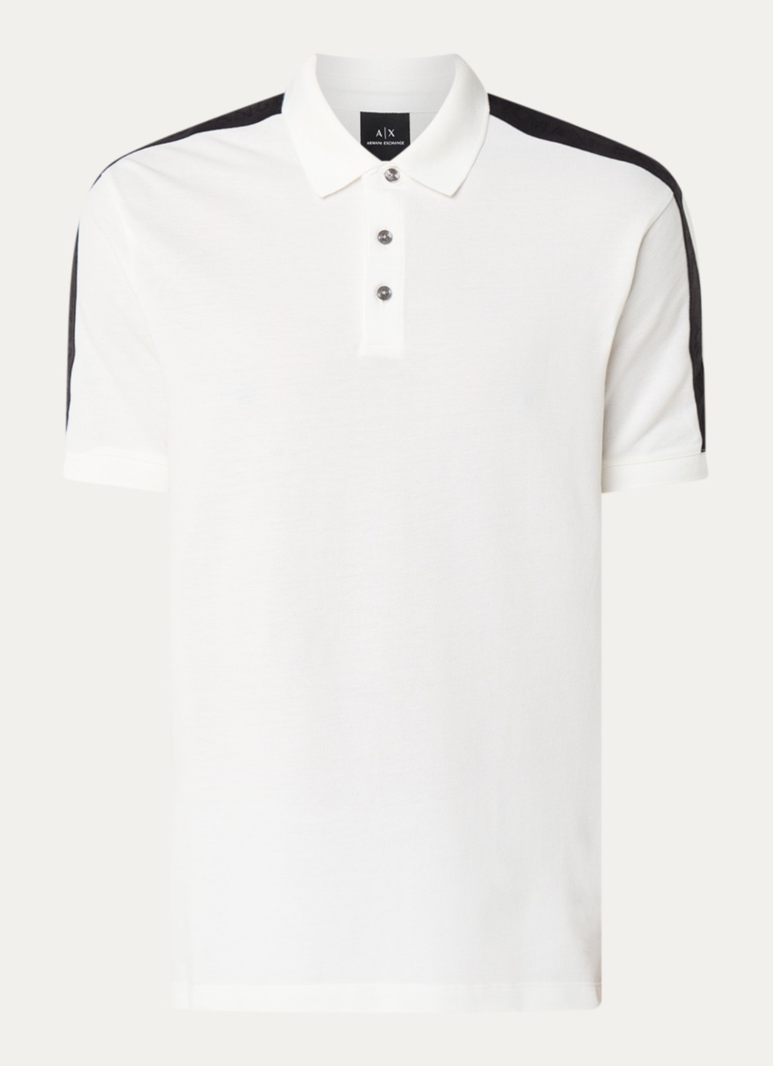 Armani Regular fit polo met logoband - voorkant gebroken wit