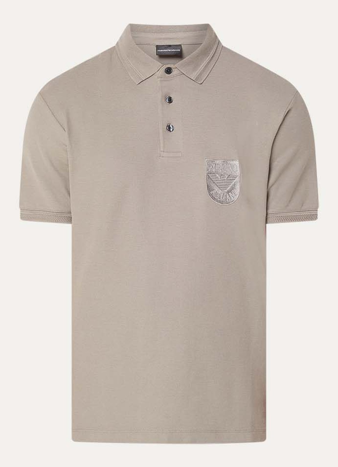 Armani Regular fit polo met logoborduring - voorkant donkerbeige
