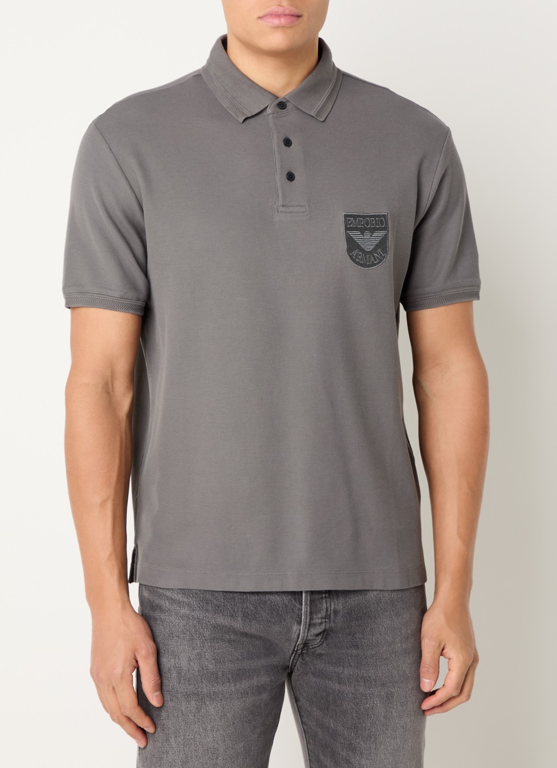Armani Regular fit polo met logoborduring - detail rood