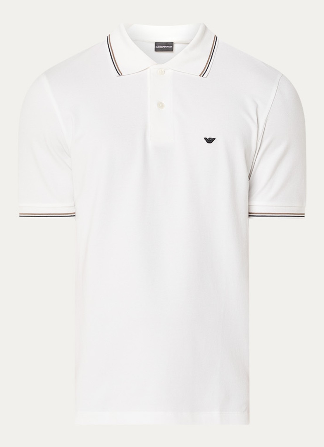 Armani Regular fit polo met logoborduring - voorkant 3 wit