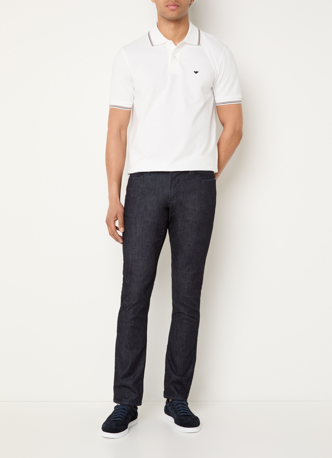 Armani Regular fit polo met logoborduring - voorkant 4 wit