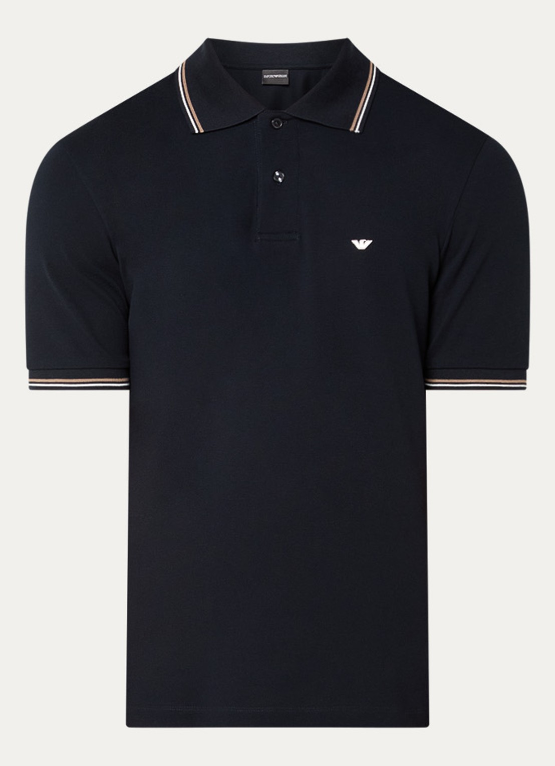 Armani Regular fit polo met logoborduring - voorkant donkerblauw