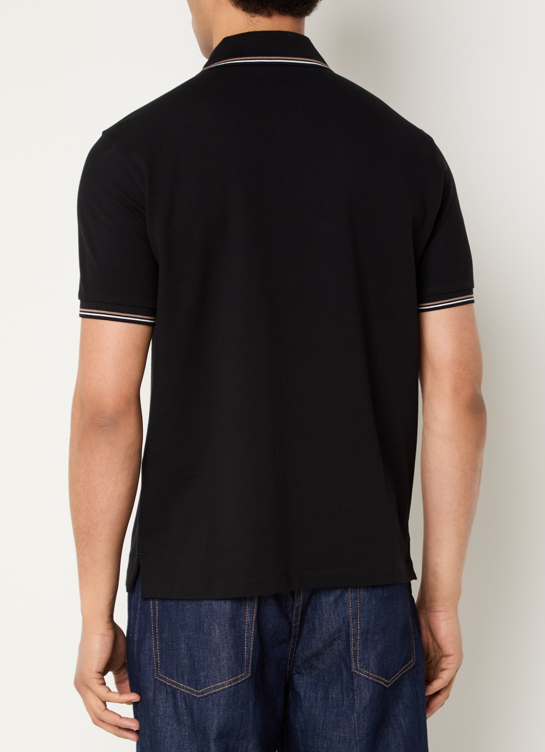 Armani Regular fit polo met logoborduring - achterkant zwart