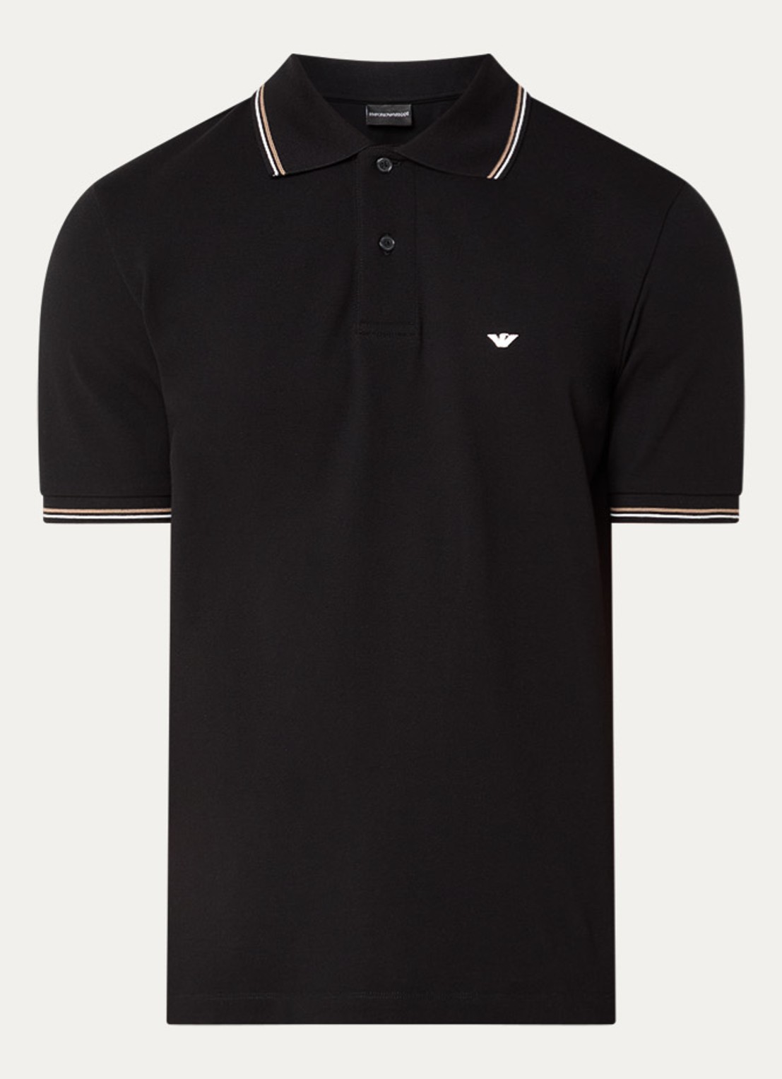 Armani Regular fit polo met logoborduring - voorkant 2 zwart