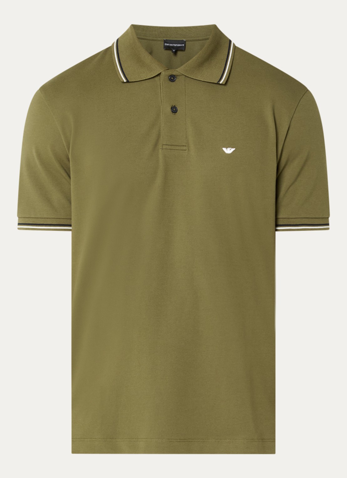 Armani Regular fit polo met logoborduring - voorkant bronsgroen