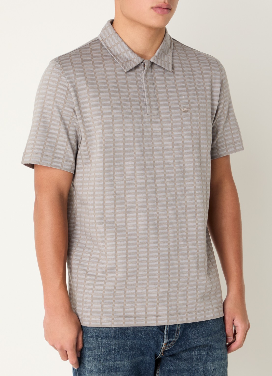 Armani Regular fit polo met logoborduring - detail donkerbeige