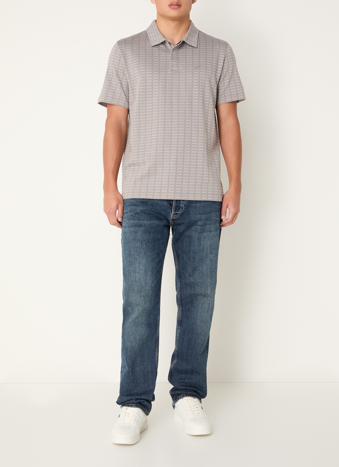 Armani Regular fit polo met logoborduring - voorkant 3 donkerbeige