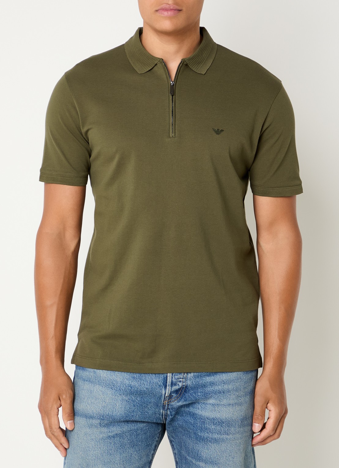 Armani Regular fit polo met logoborduring - detail 3 bronsgroen