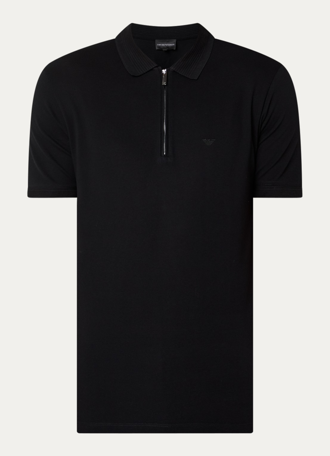 Armani Regular fit polo met logoborduring - voorkant zwart