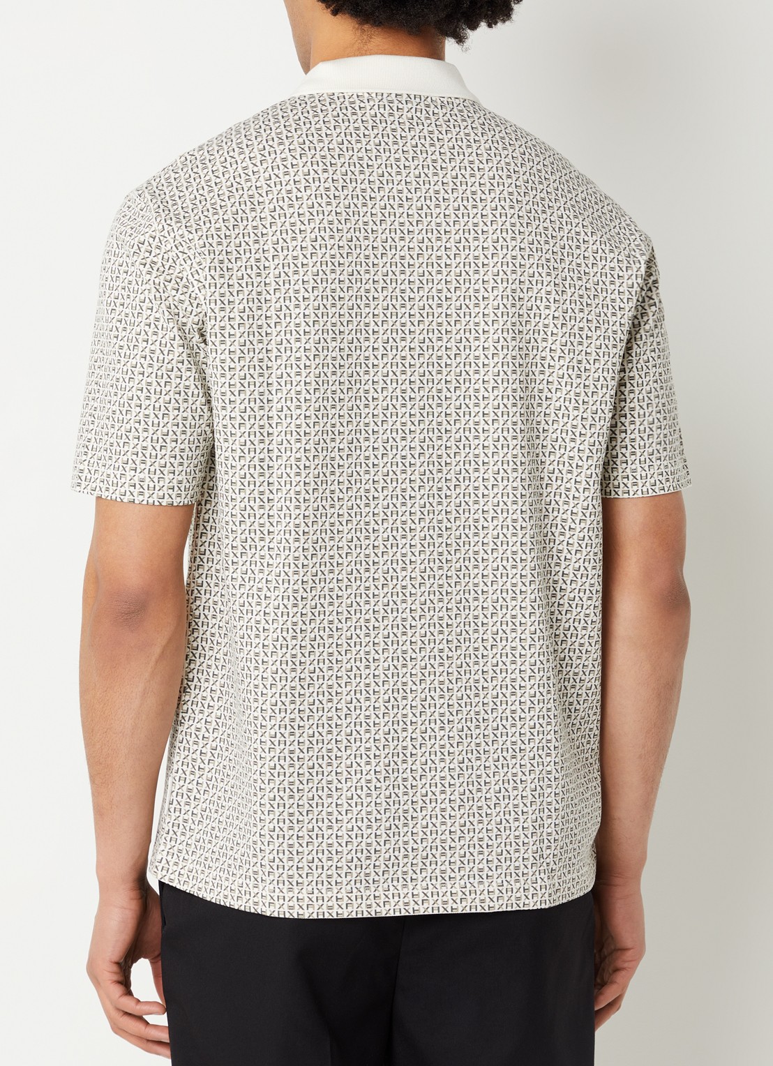 Armani Regular fit polo met logoprint - achterkant ivoor