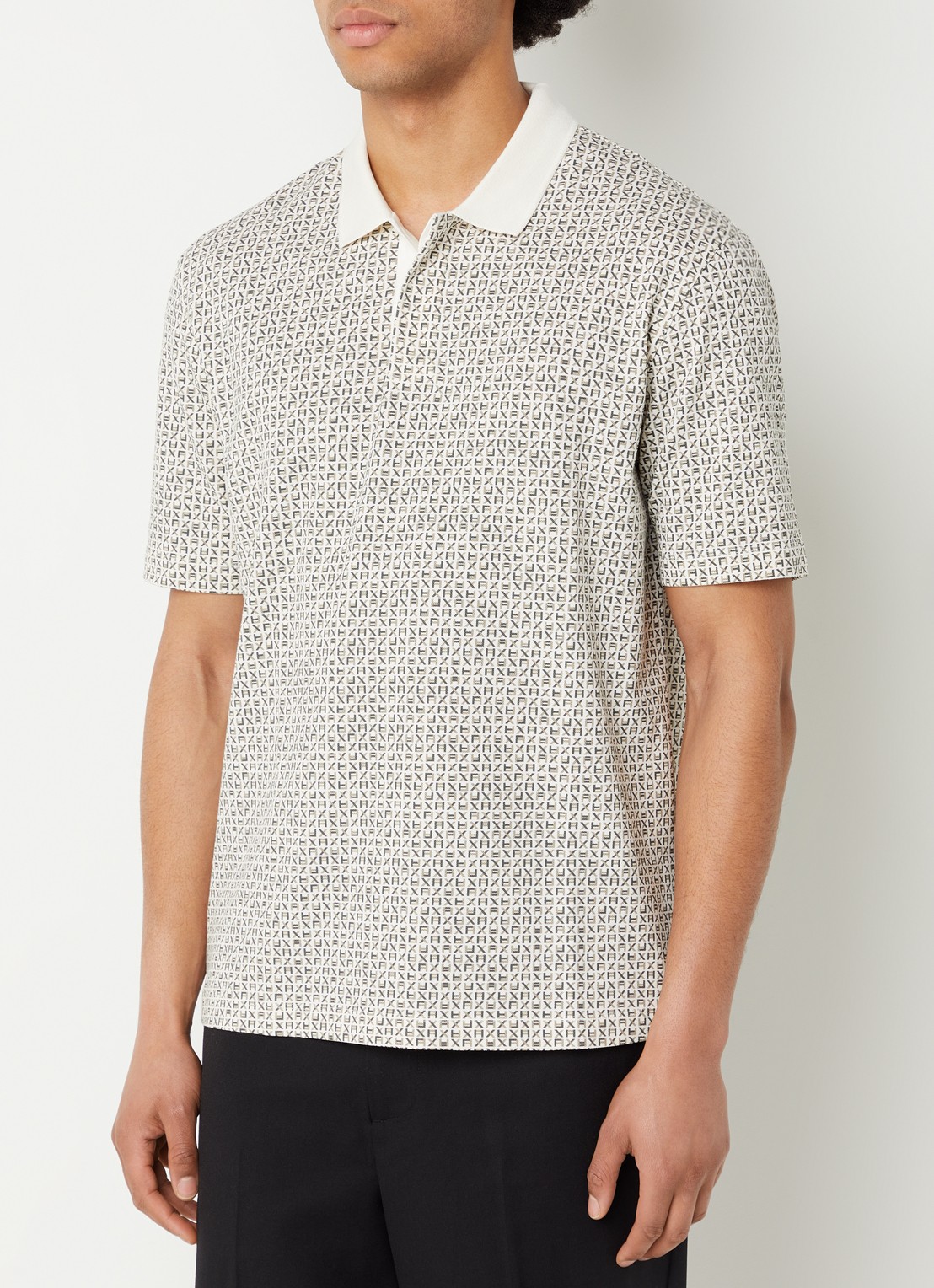 Armani Regular fit polo met logoprint - detail 2 ivoor
