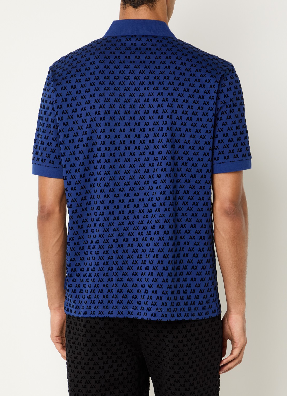 Armani Regular fit polo met logoprint - achterkant kobaltblauw