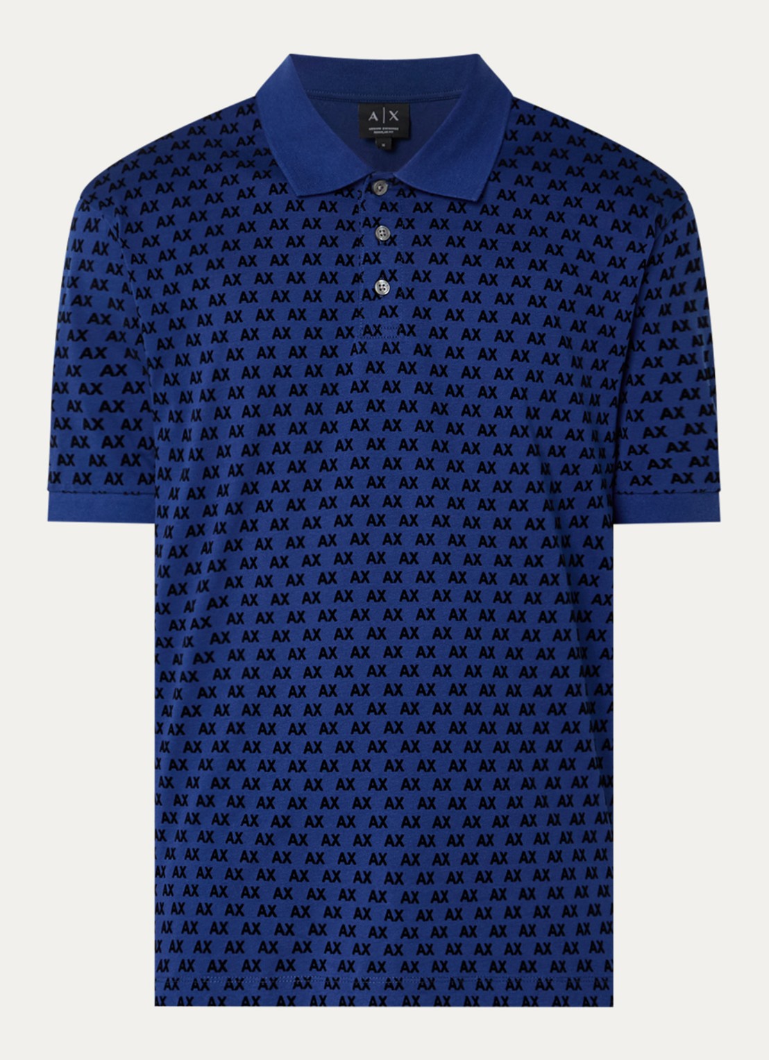 Armani Regular fit polo met logoprint - voorkant 2 kobaltblauw