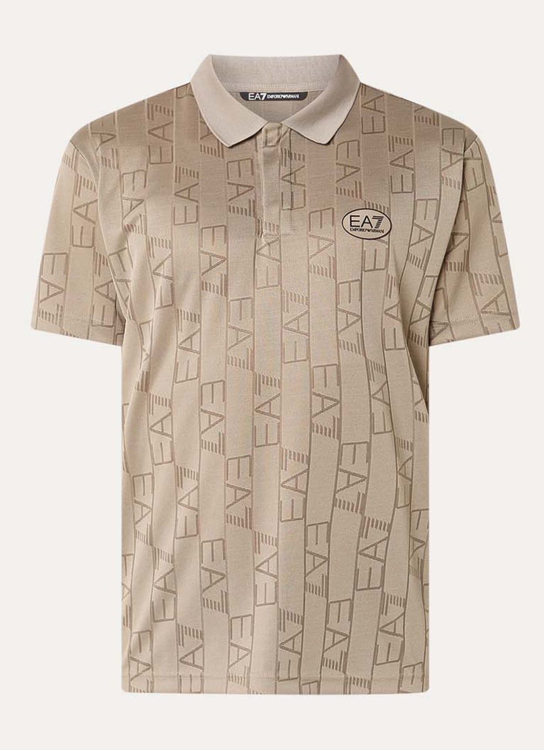 Armani Regular fit polo met logoprint - voorkant 2 donkerbeige