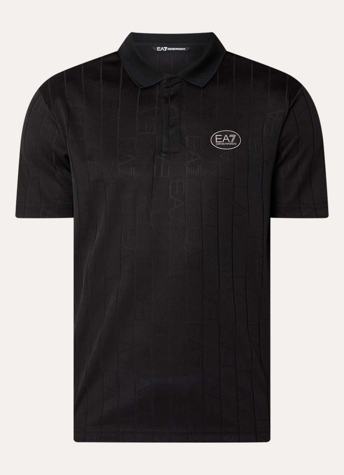 Armani Regular fit polo met logoprint - voorkant fancy black logo / zwart