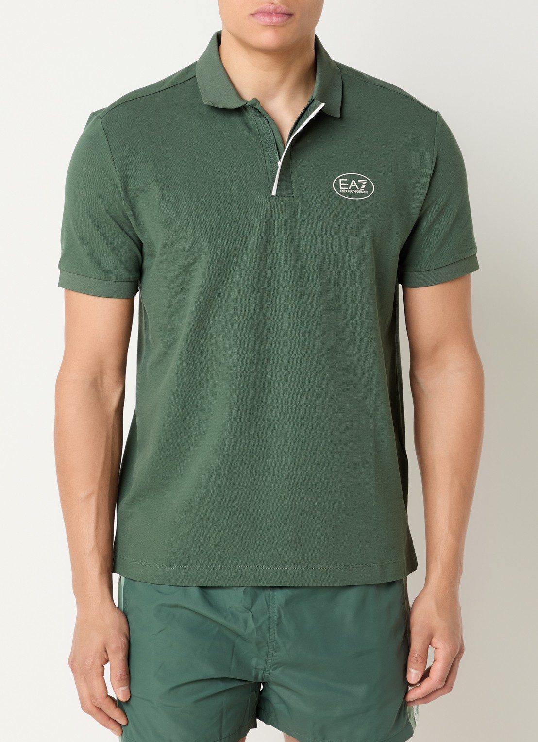 Armani Regular fit polo met logoprint - detail 2 groen