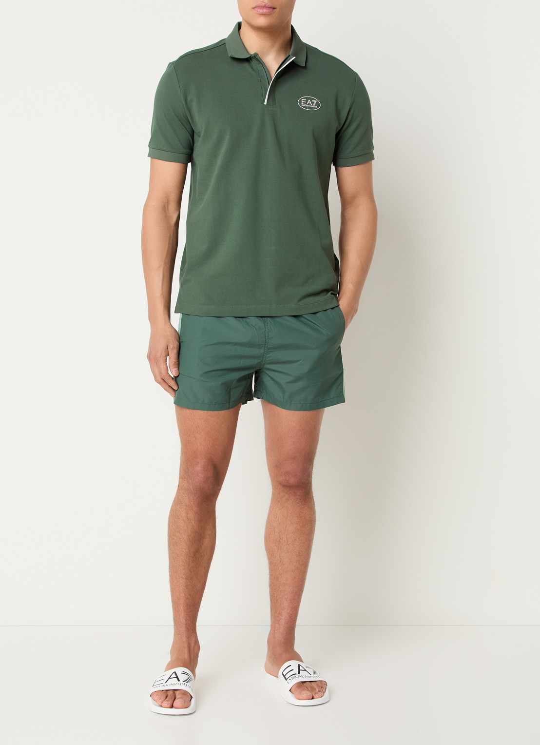 Armani Regular fit polo met logoprint - voorkant 4 groen