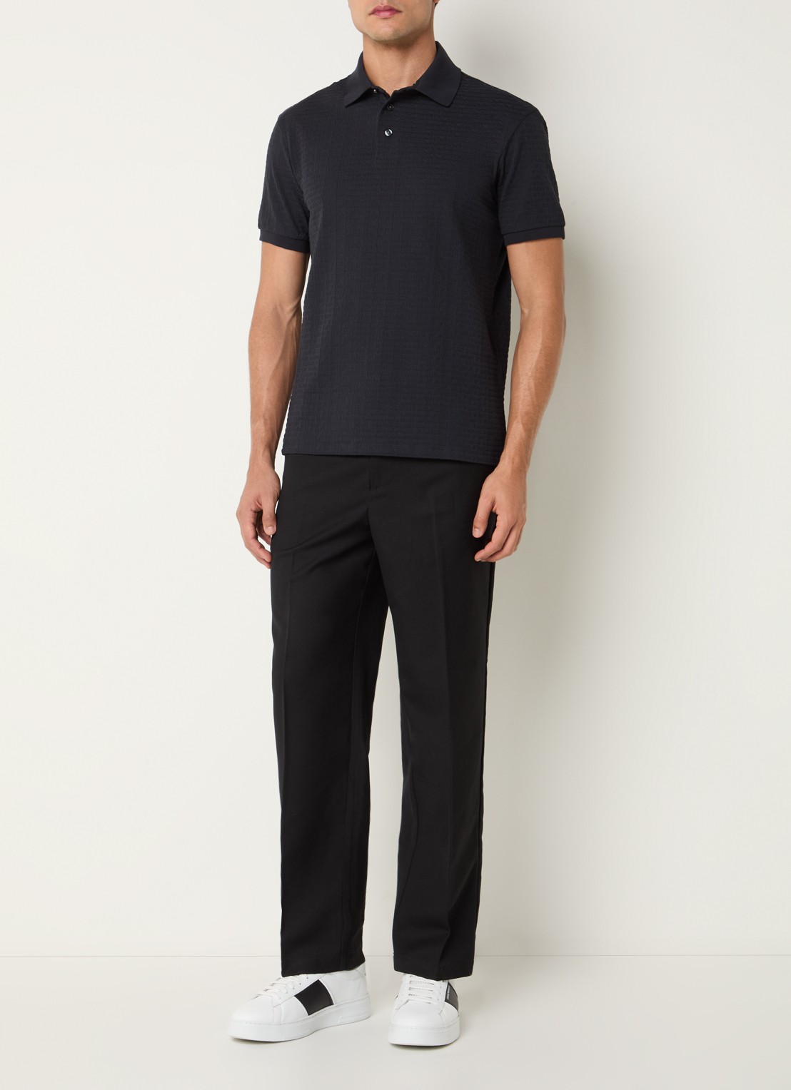 Armani Regular fit polo met logoprint - voorkant 2 donkerblauw