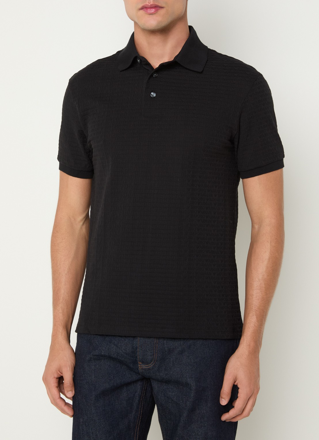 Armani Regular fit polo met logoprint - detail 2 zwart