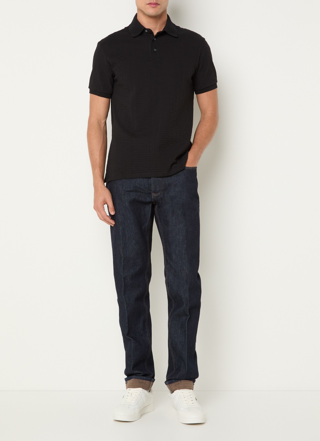 Armani Regular fit polo met logoprint - voorkant 4 zwart