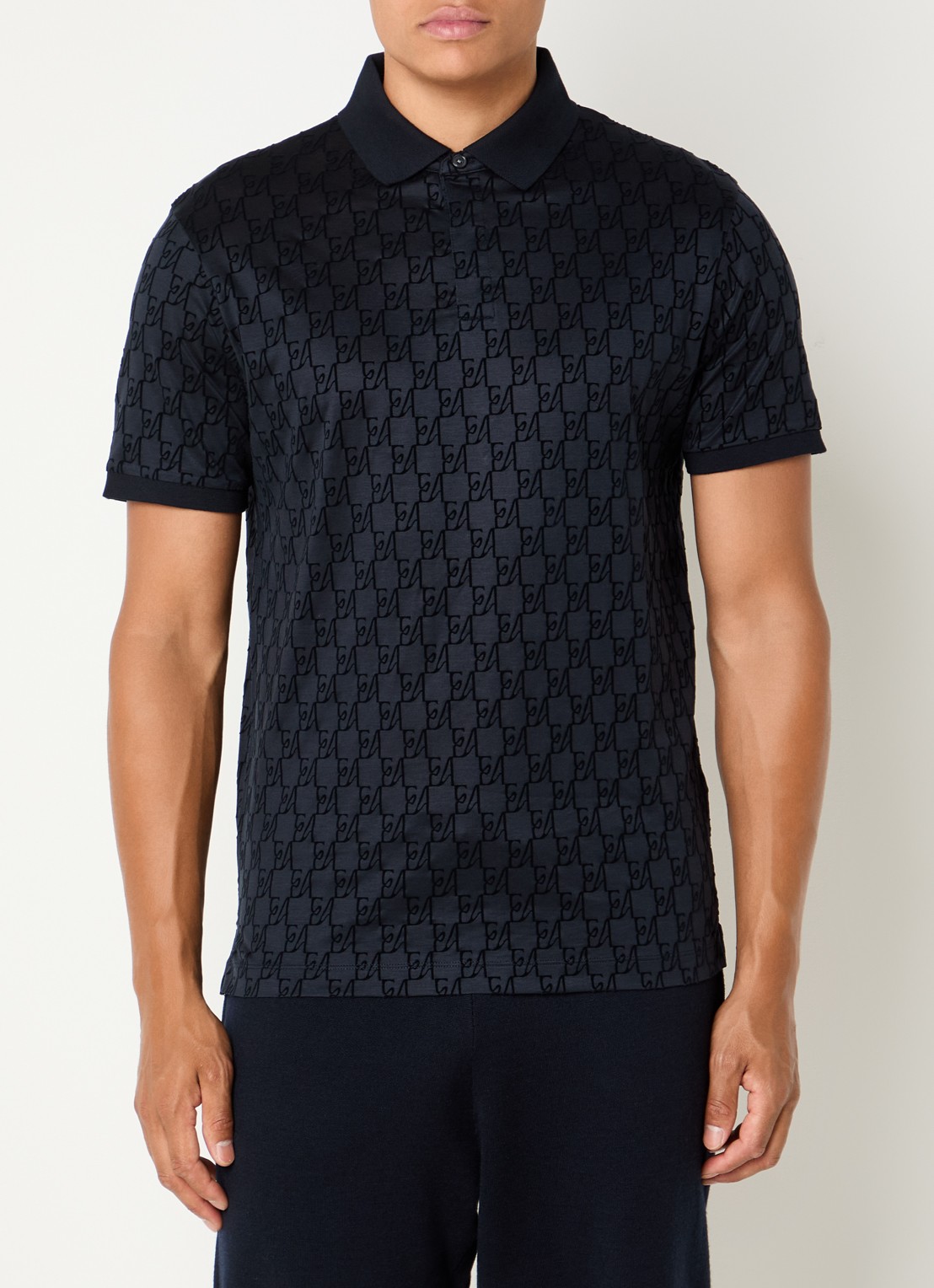 Armani Regular fit polo met logoprint - detail 4 donkerblauw