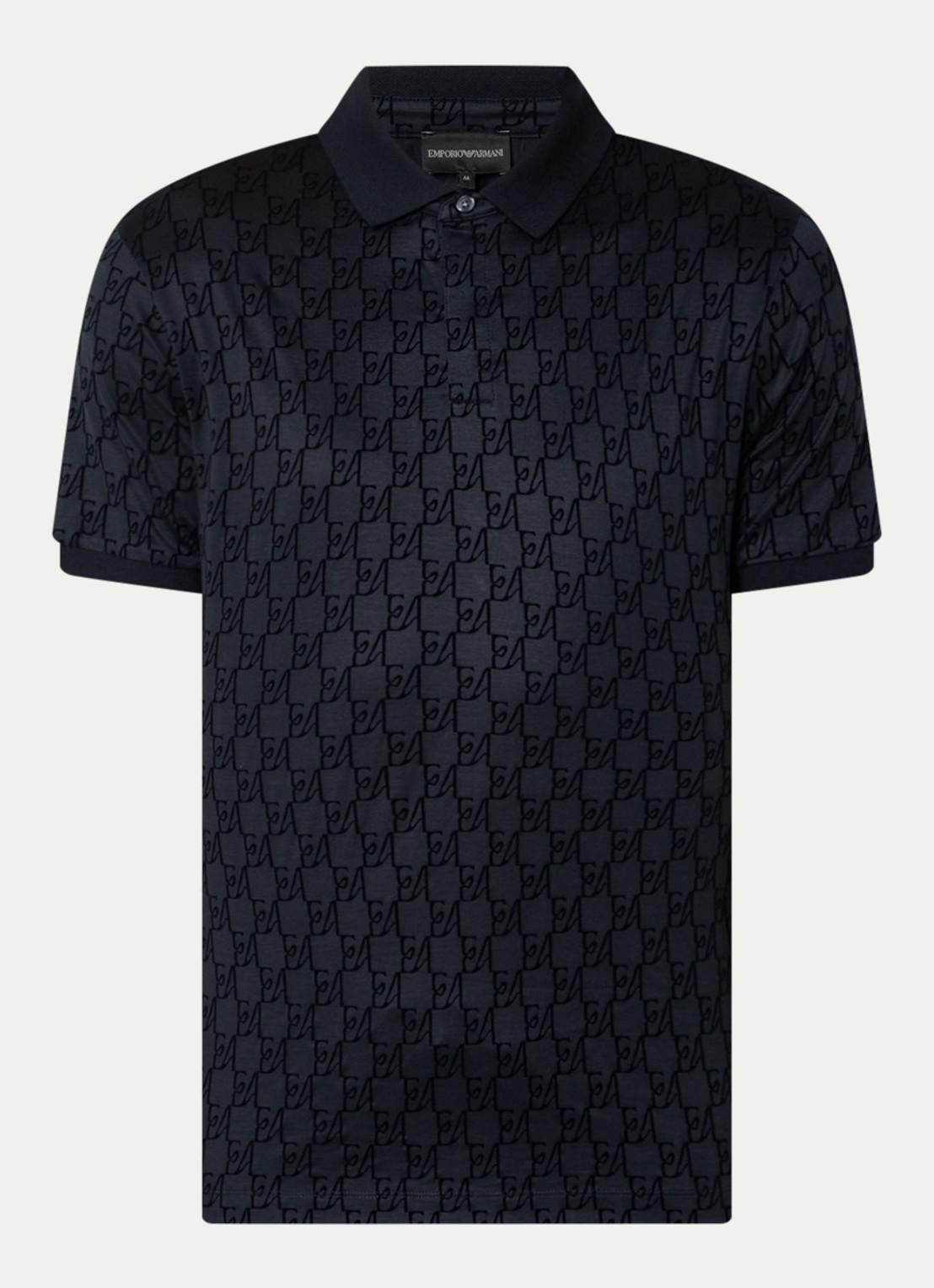 Armani Regular fit polo met logoprint - voorkant donkerblauw