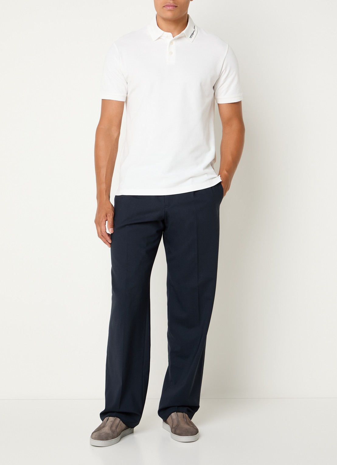 Armani Regular fit polo met stretch - voorkant 2 wit