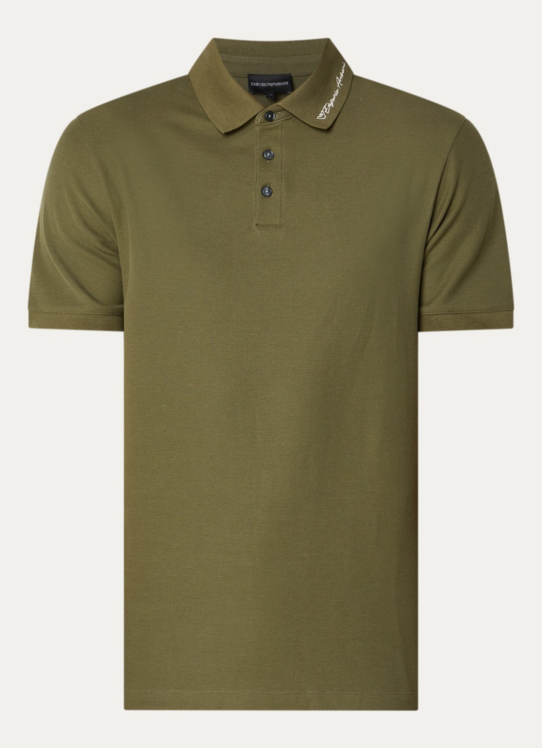 Armani Regular fit polo met stretch - voorkant bronsgroen