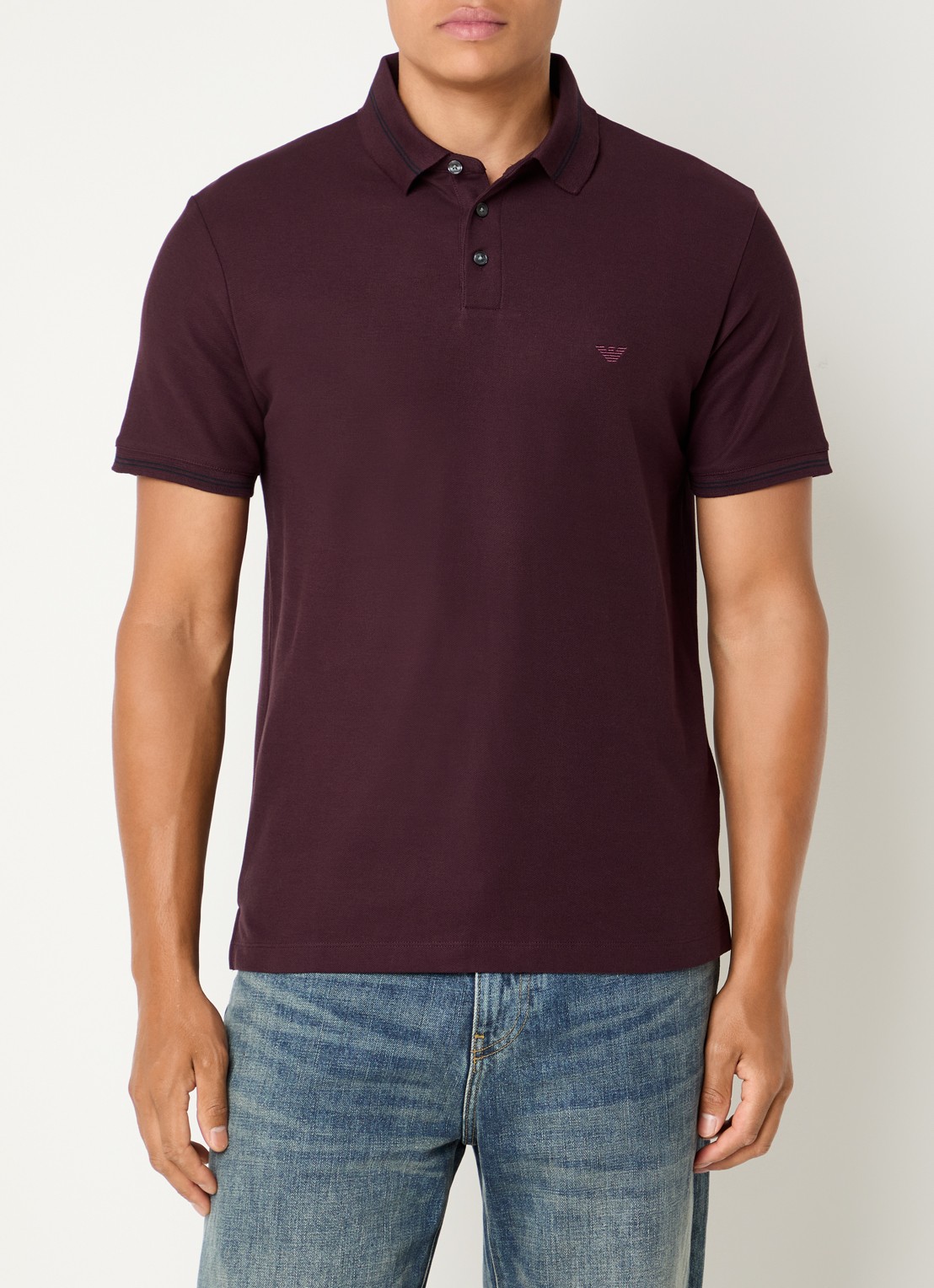 Armani Regular fit polo met stretch - detail 3 bordeauxrood