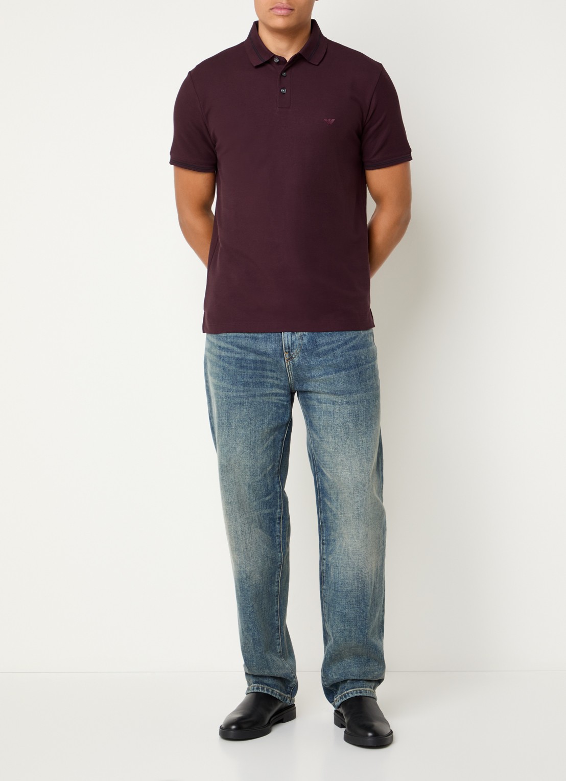 Armani Regular fit polo met stretch - voorkant 2 bordeauxrood