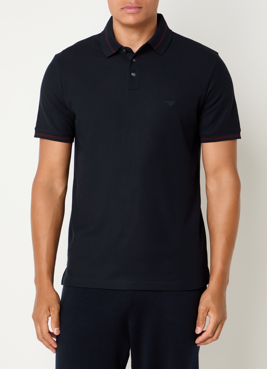 Armani Regular fit polo met stretch - detail donkerblauw