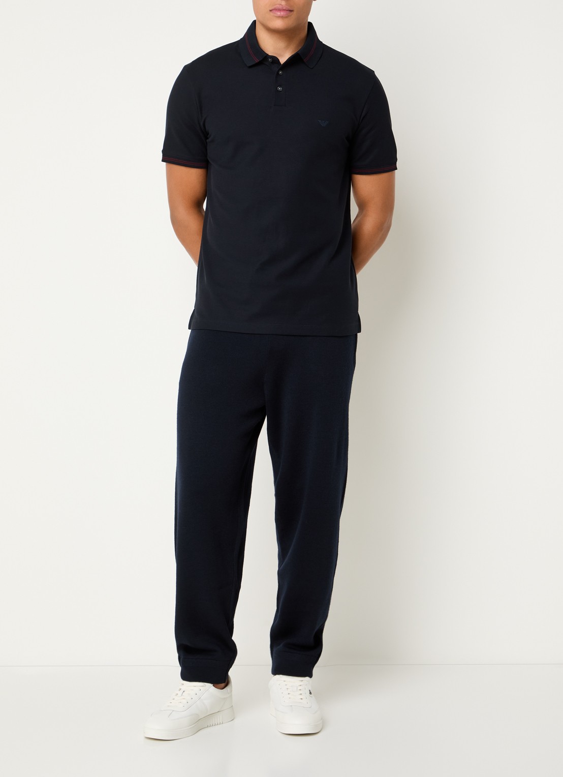 Armani Regular fit polo met stretch - voorkant 4 donkerblauw