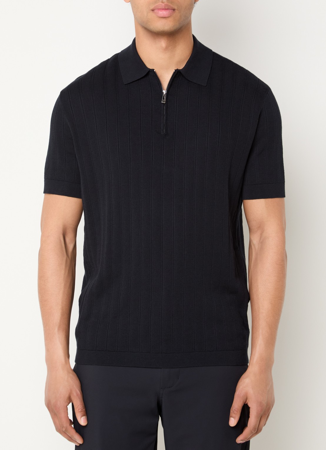 Armani Regular fit polo met structuur - detail 4 zwart