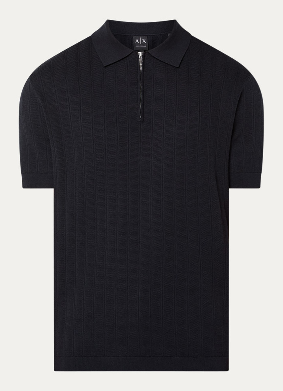 Armani Regular fit polo met structuur - voorkant 2 zwart