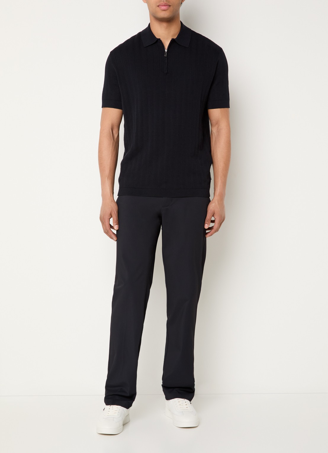 Armani Regular fit polo met structuur - voorkant 3 zwart