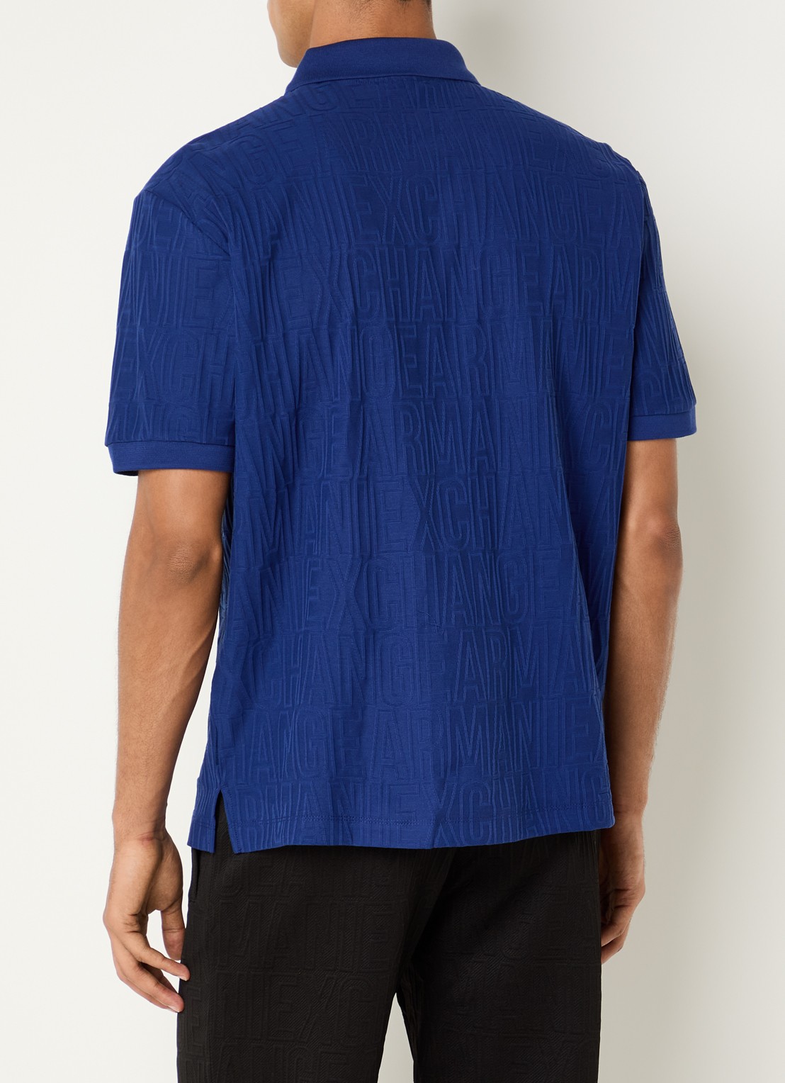 Armani Regular fit polo met structuur - achterkant 4 kobaltblauw