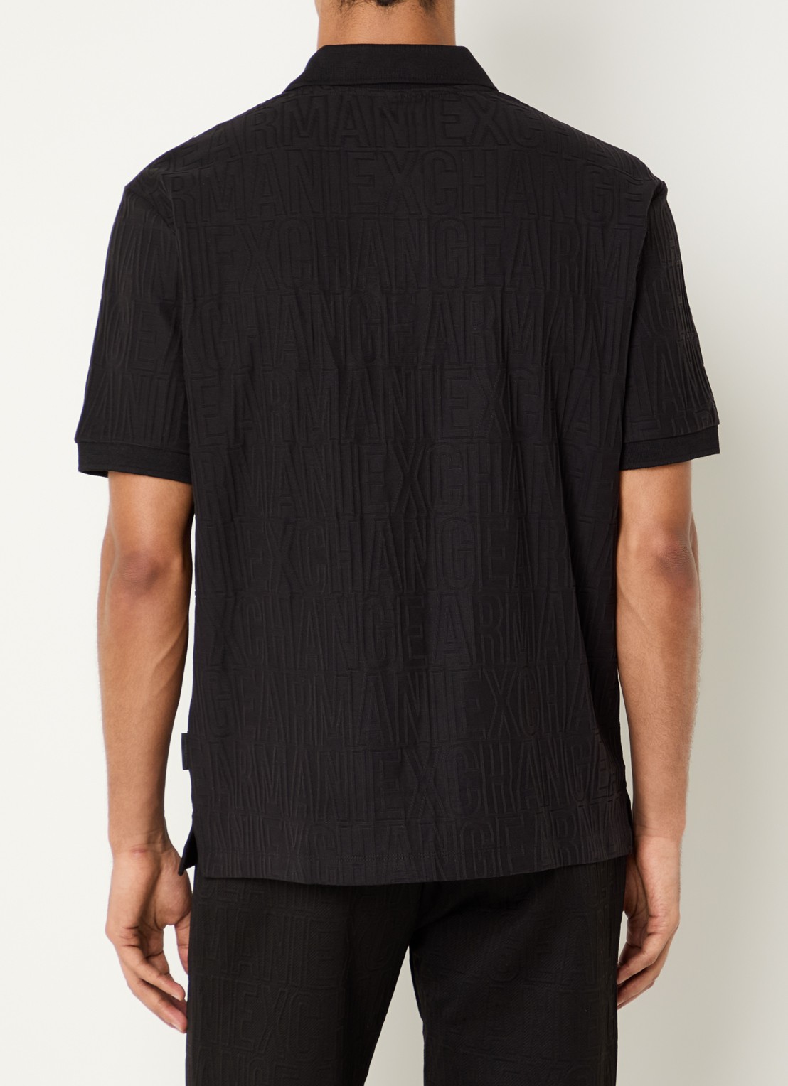 Armani Regular fit polo met structuur - achterkant zwart