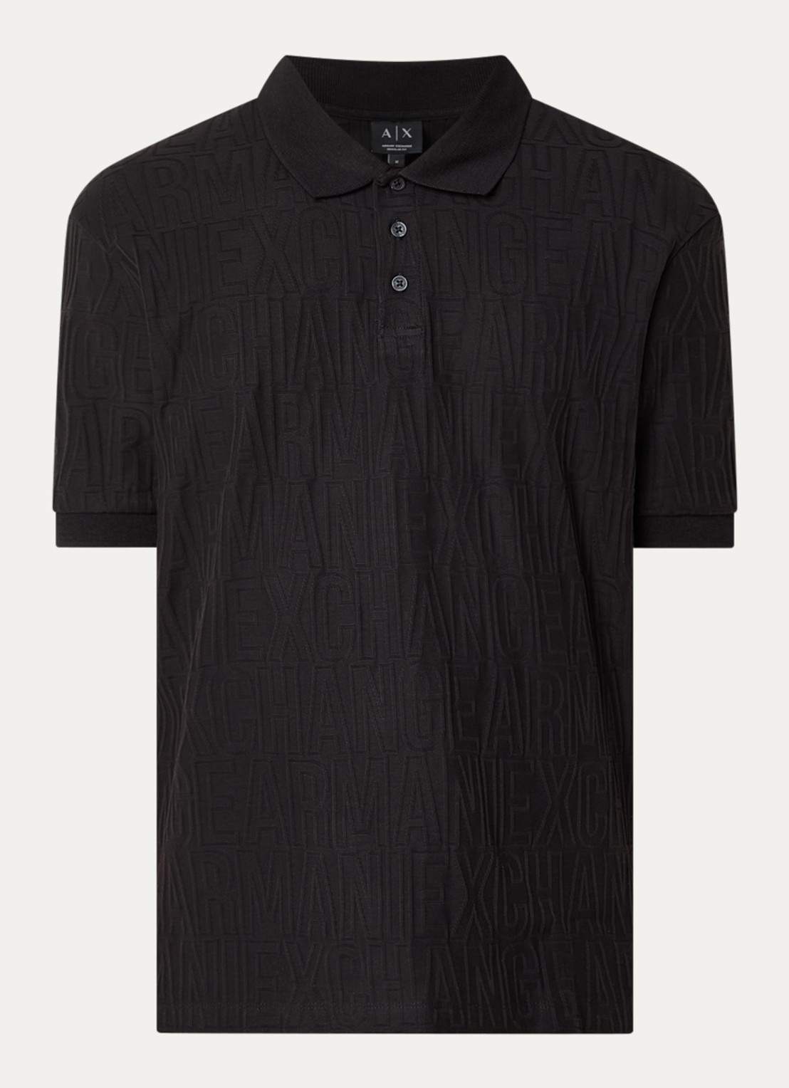 Armani Regular fit polo met structuur - voorkant 3 zwart