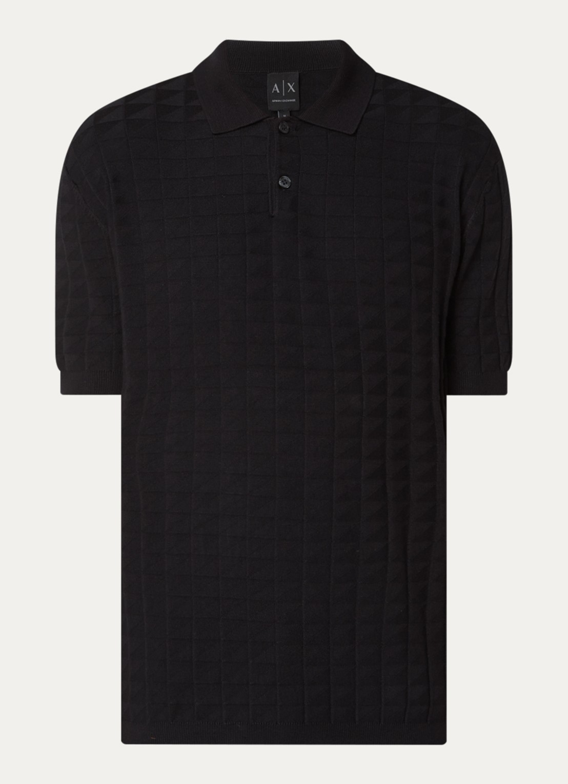 Armani Regular fit polo met structuur - voorkant donkerblauw