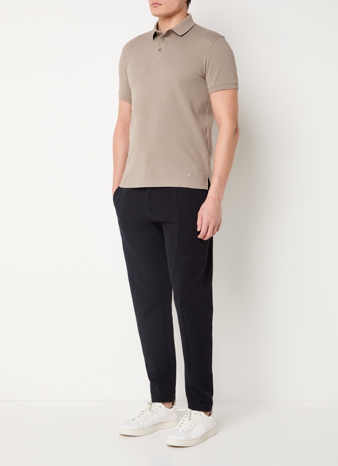 Armani Regular fit polo met structuur - voorkant 2 zand