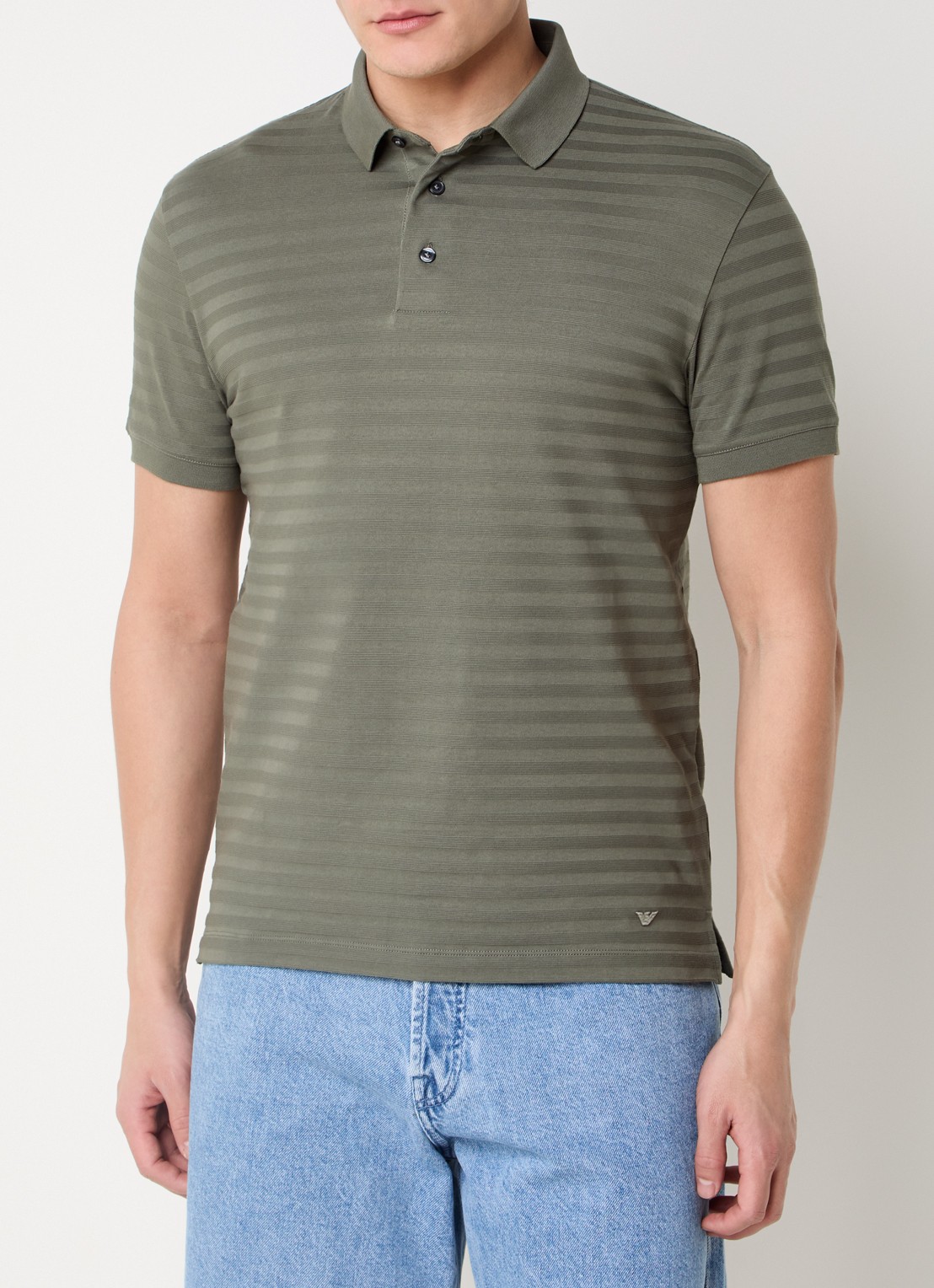 Armani Regular fit polo met structuur - detail 3 olijfgroen