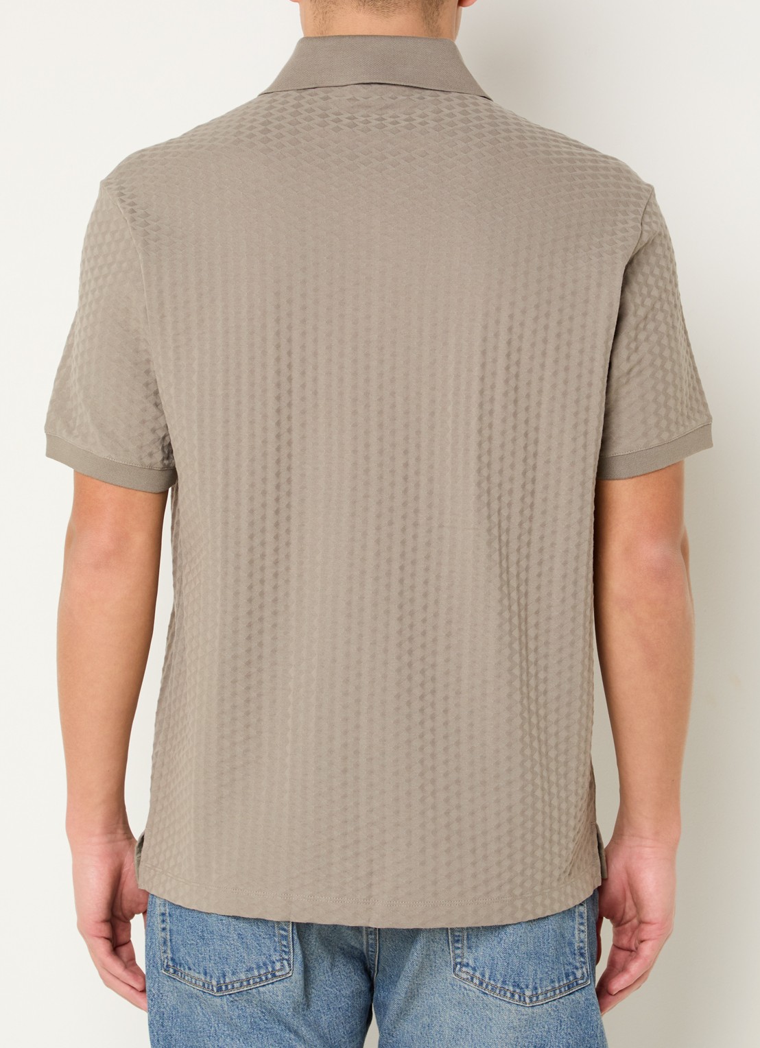 Armani Regular fit polo met structuur - achterkant 3 donkerbeige