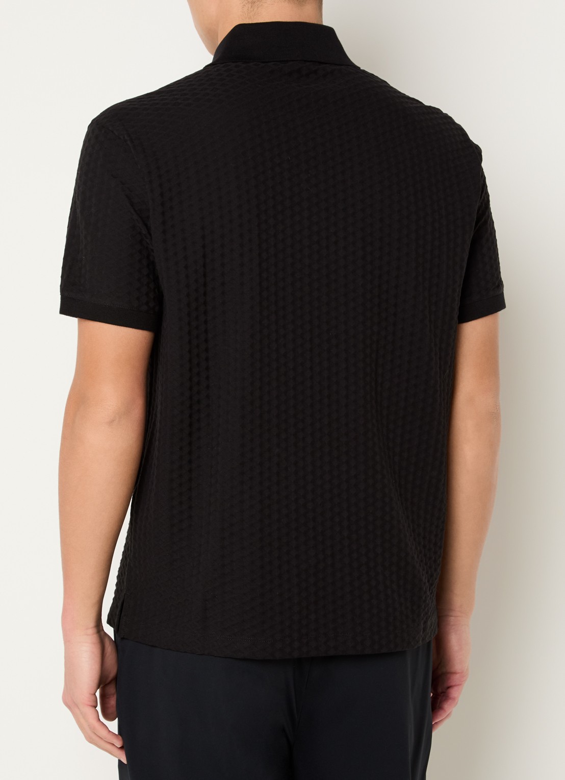Armani Regular fit polo met structuur - achterkant 2 zwart