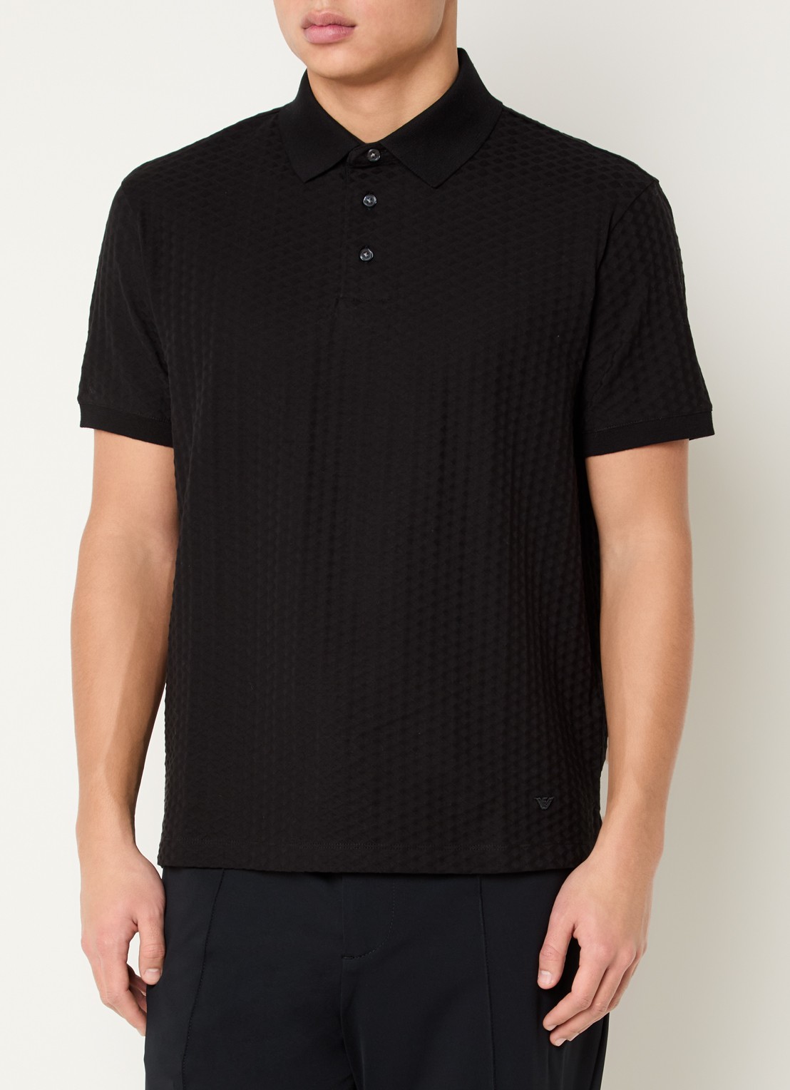 Armani Regular fit polo met structuur - detail zwart