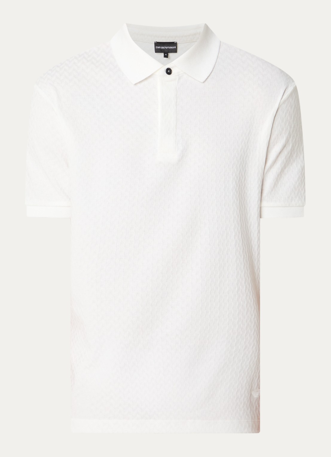 Armani Regular fit polo met structuur - voorkant gebroken wit