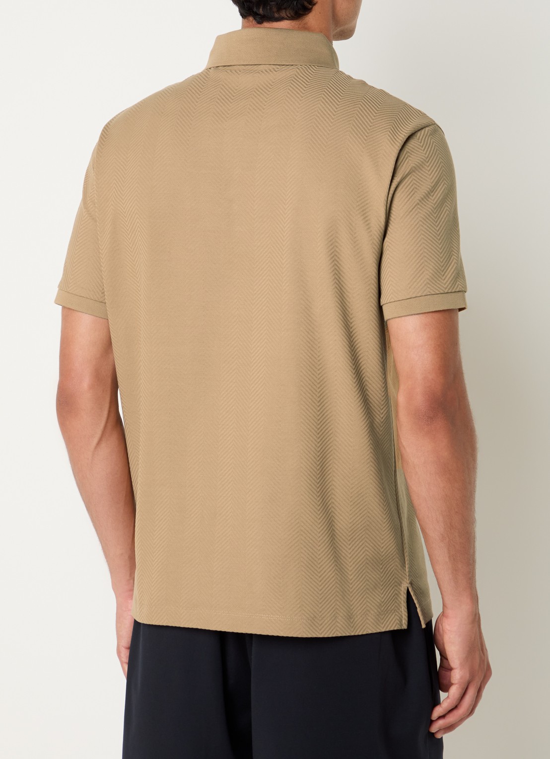 Armani Regular fit polo met structuur - achterkant 3 camel