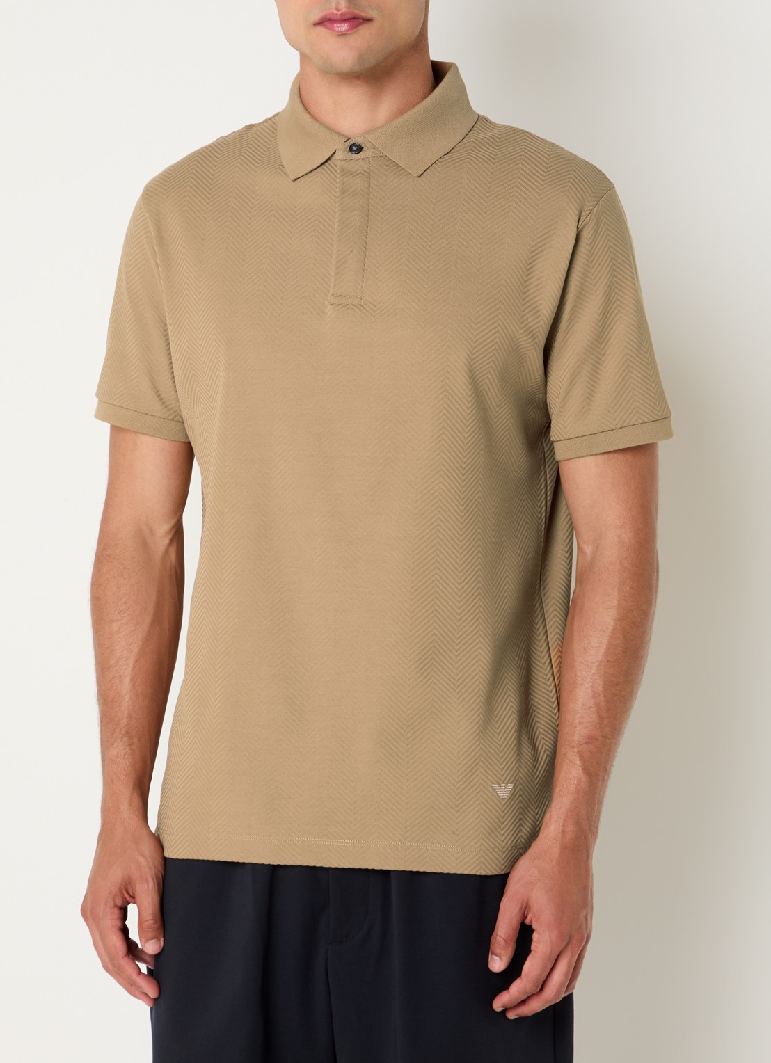 Armani Regular fit polo met structuur - detail 4 camel