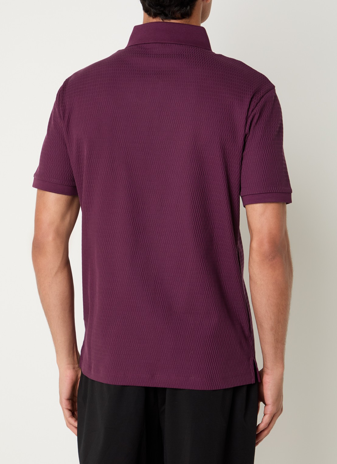 Armani Regular fit polo met structuur - achterkant 4 aubergine