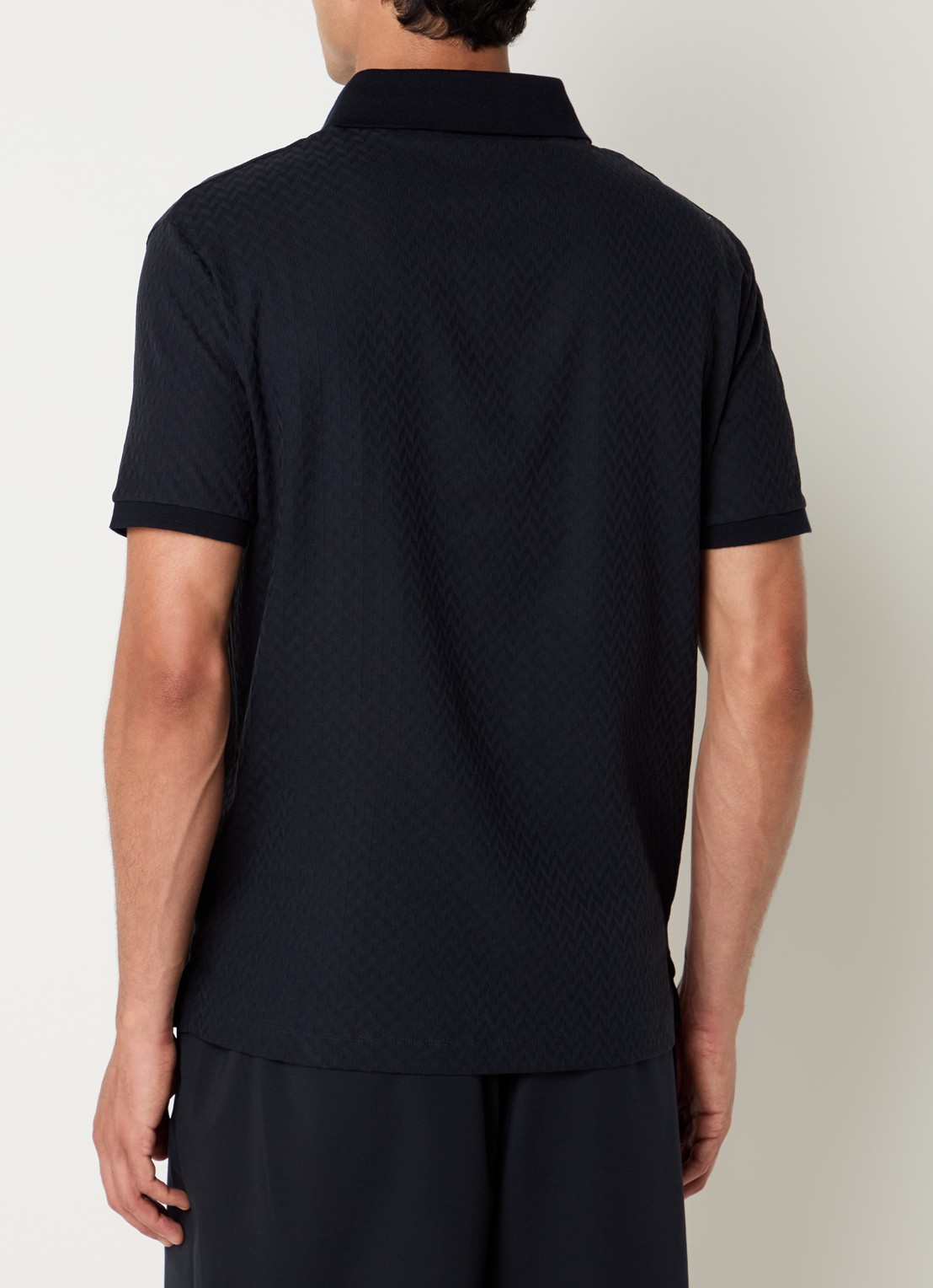Armani Regular fit polo met structuur - achterkant zwart