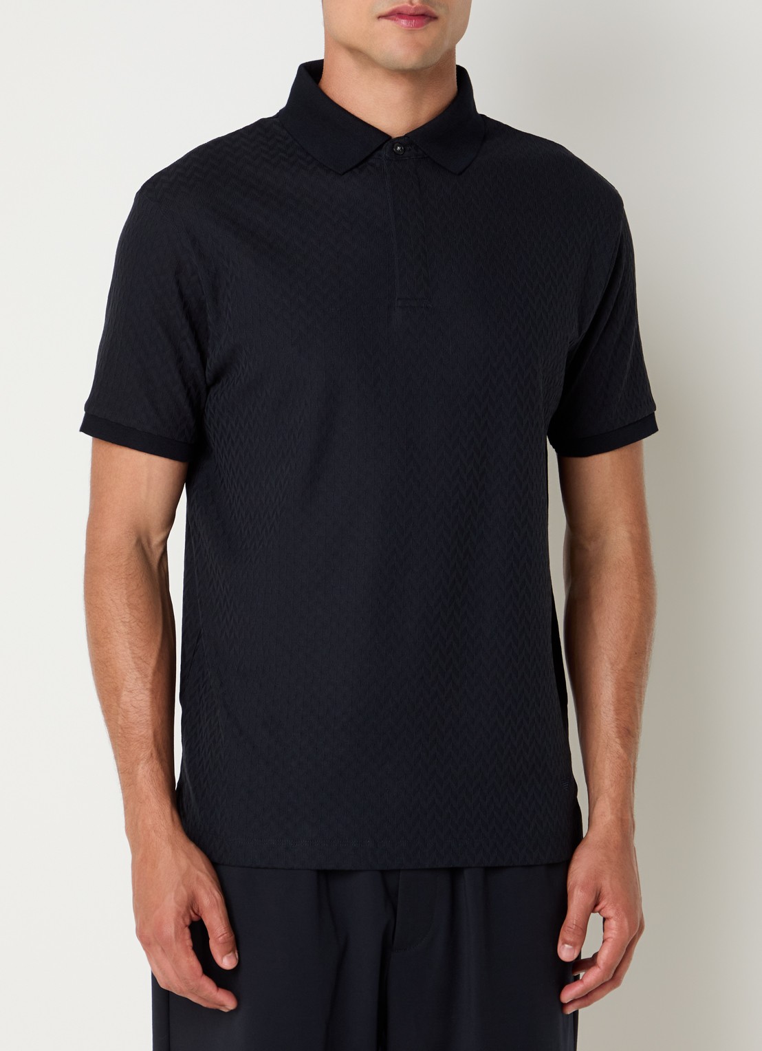 Armani Regular fit polo met structuur - detail 6 zwart